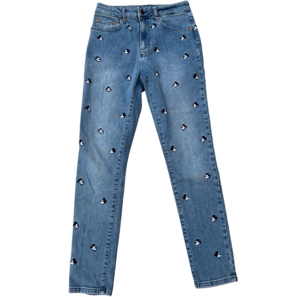 DISNEY CAKEWORTHY skinny jeans MICKEY MOUSE patches women’s 28 black white crop